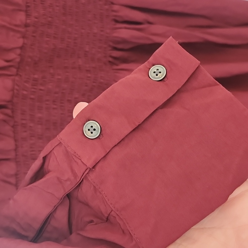 Maroon Button-Up Dress, Xs - Picture 3 of 8